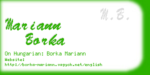 mariann borka business card